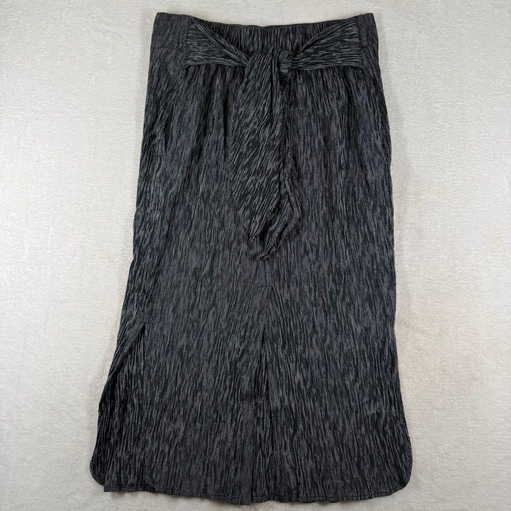Zero + Maria Cornejo Black White Textured Tie Front Midi Skirt Womens 8 USA
